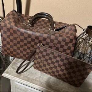Louis Vuitton Brown Checkered Duffel Bag